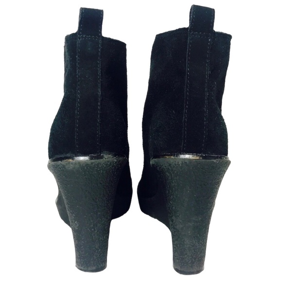 C WONDER Black Suede Wedge Heel Ankle Boots / Booties US 8.5-9 - Picture 7 of 10